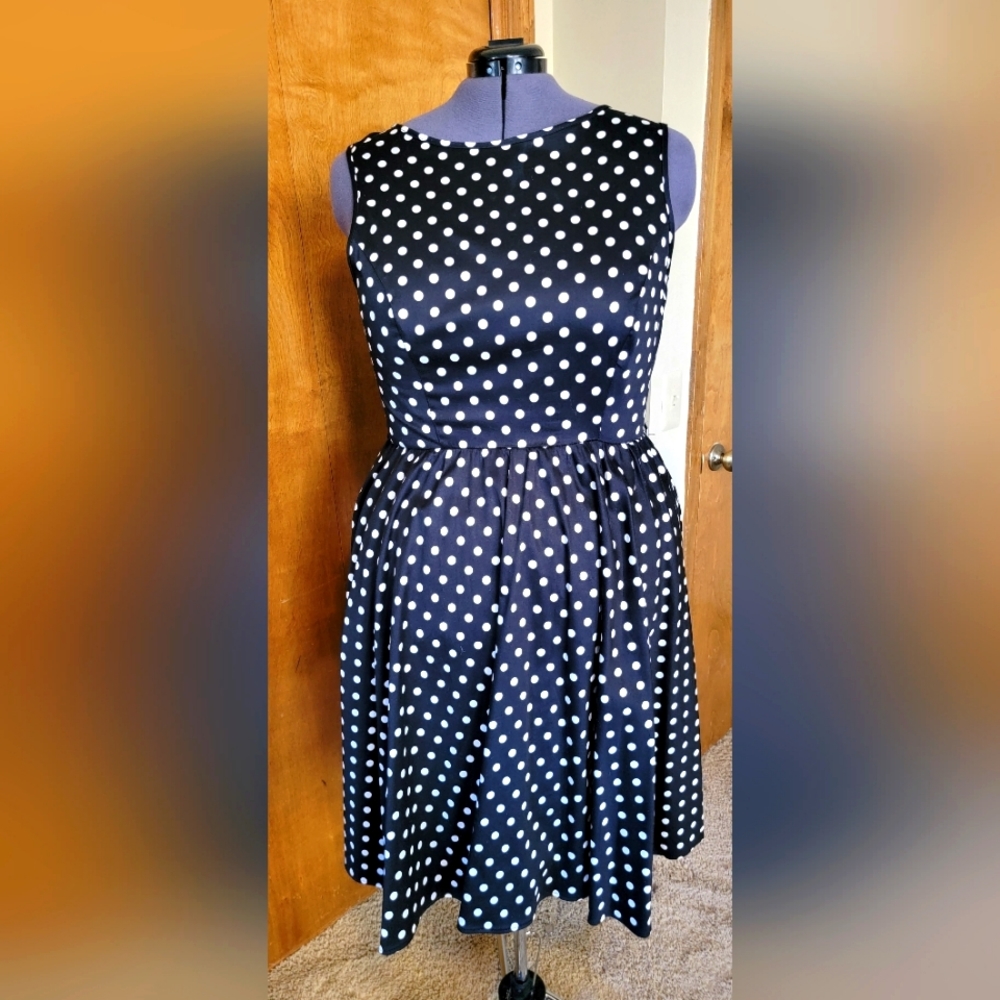 Lady V London "Hepburn" polka dot fit and flair dress 18-20